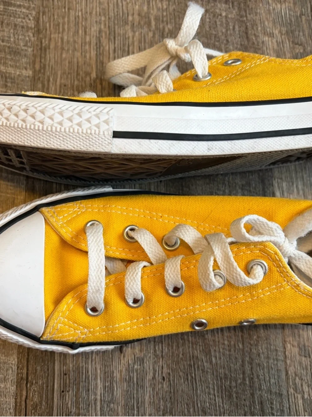 Converse Yellow Low-Top Kids Canvas Sneakers with White Accents